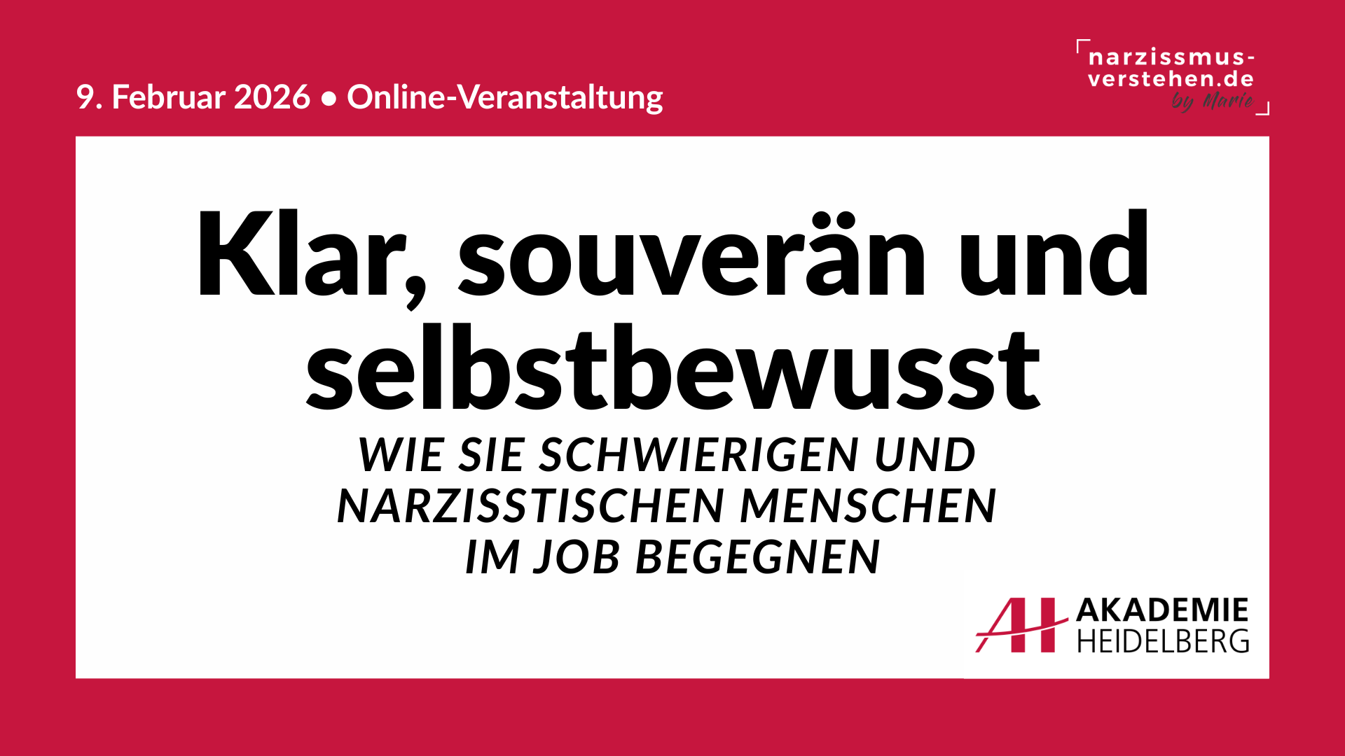 Online-Seminar Narzissmus im Job