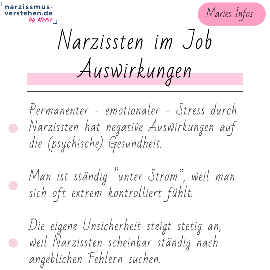 Anzeichen für Auswirkung von Narzissten im Job